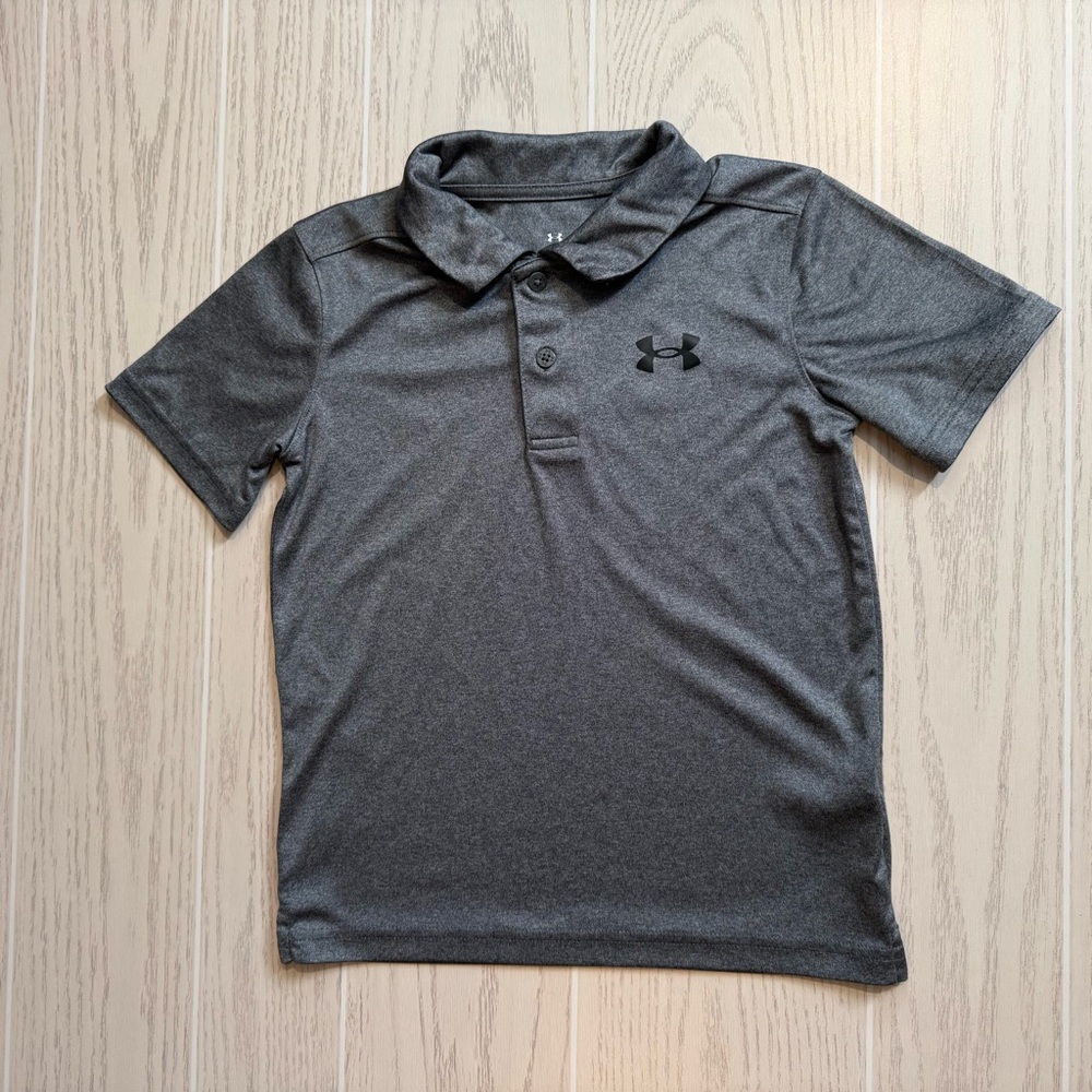 Under Armour Boys Gray Polo Shirt Size 7 Athletic Golf